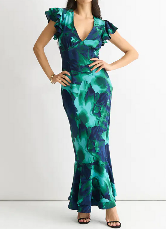 Watercolor Flowing Chiffon Dress