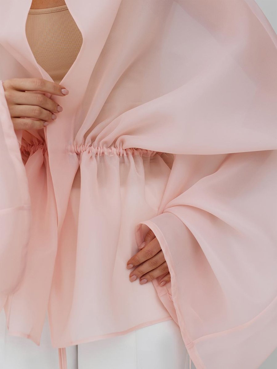 Haut cardigan à ceinture avec cordon de serrage en maille transparente tendance